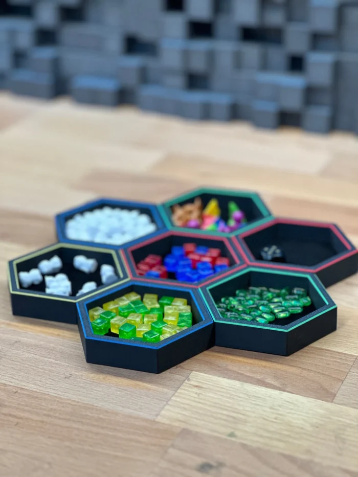 Magnetic Board Game Token Trays - 7 Tray Set - Hexasnap, GameBuddy’s modular tray system for Board Game Accessories